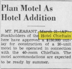 Hotel Chieftan - Mar 1955 Motel Addition